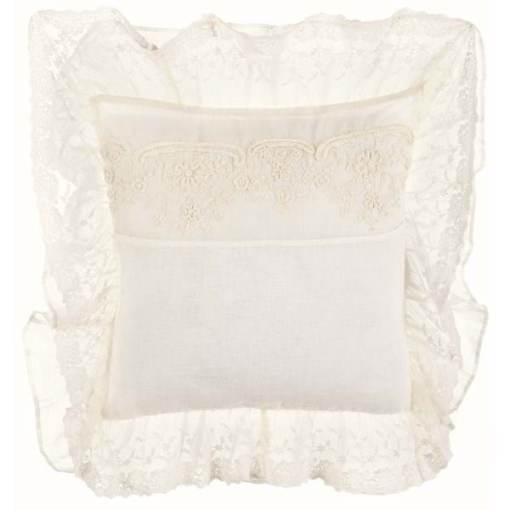 cojin blanco con volantes