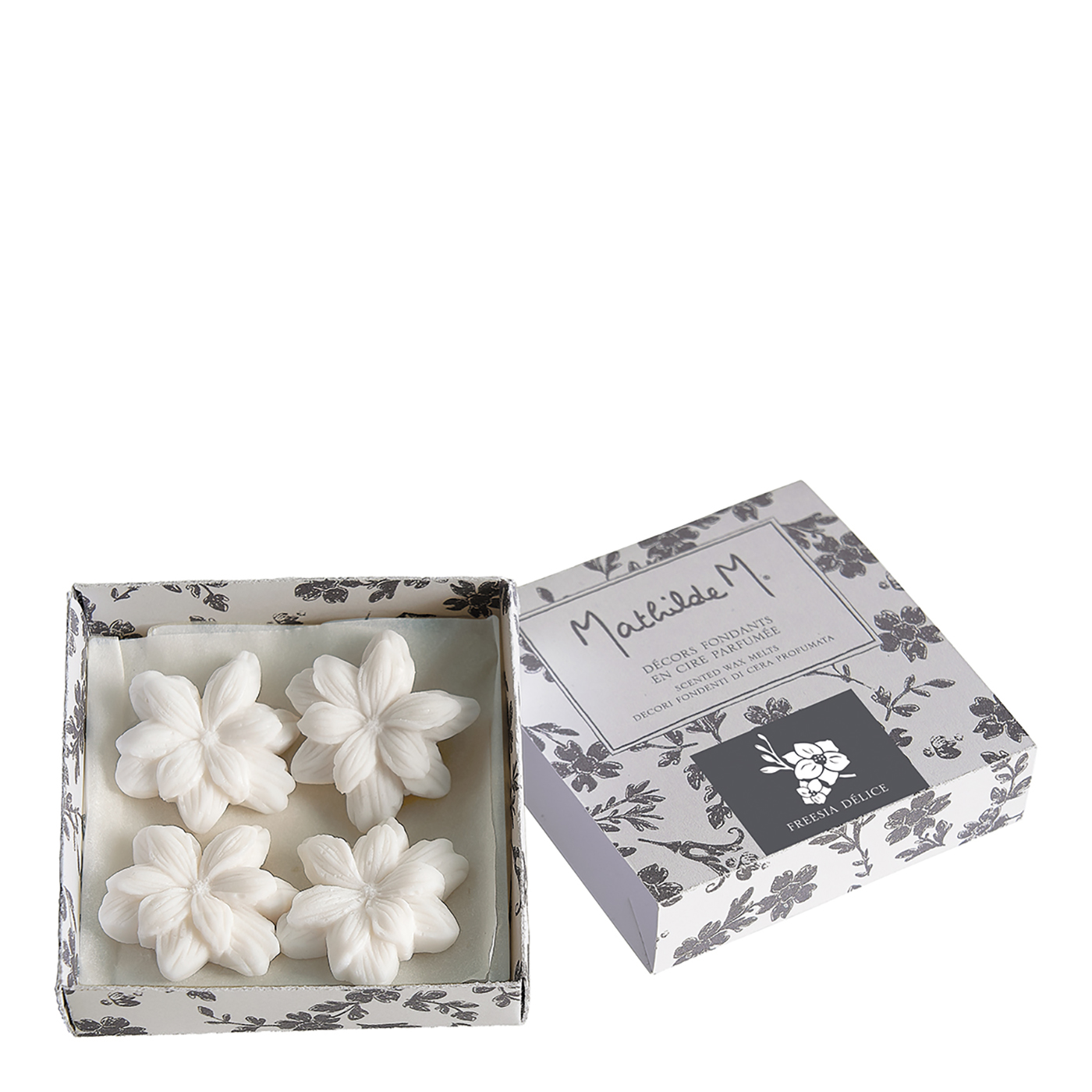Caja de 4 decoraciones de cera perfumada - Freesia Délice
